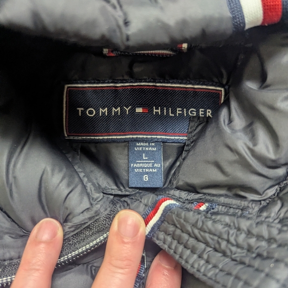 Tommy Hilfiger Quilted Black Hooded Jacket Size Large - Picture 11 of 12
